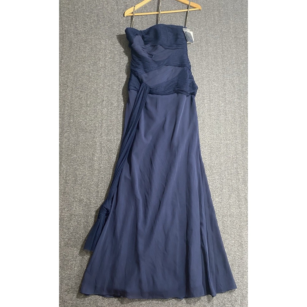 David's Bridal beaded chiffon navy blue bridesmaid Size 2 -NWT